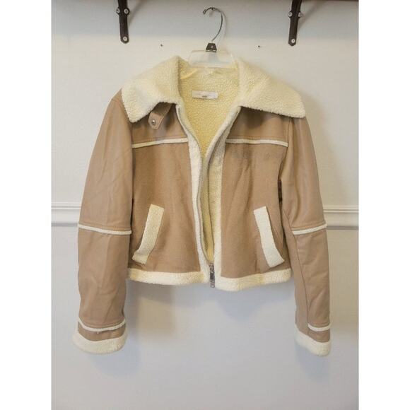 RTR sz Large Jonathan simkhai tan adelynn faux sherpa lined long sleeve jacket - Picture 4 of 7